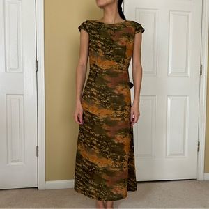 Watercolor print midi dress